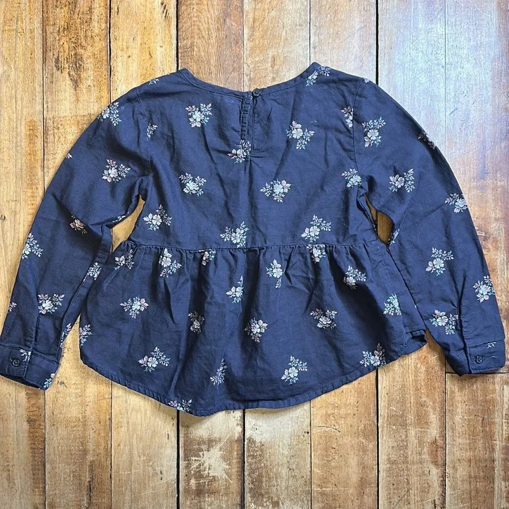 Oshkosh shirt size 5T Floral Long Sleeve Shirt gray pink peplum spring